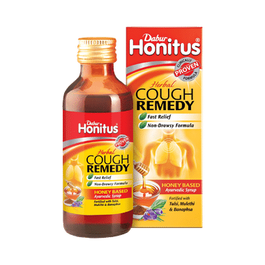 Dabur Honitus Honey-Based Ayurvedic Cough Syrup | Fast Relief from Cough, Cold & Sore Throat | Non-Drowsy