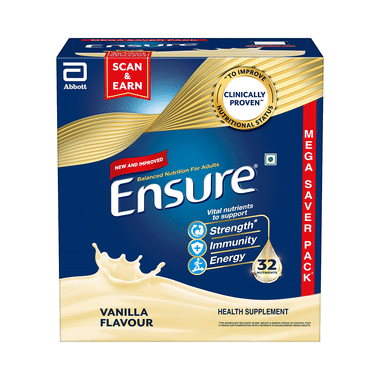 Ensure Powder Complete Balanced Drink For Adults | For Strength, Immunity & Energy | With Essential Vitamins | Nutrition Formula Vanilla