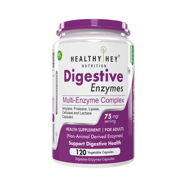 HealthyHey Digestive Enzymes With Amylase, Protease, Lipase, Cellulose & Lactose | Multi Enzyme Complex Veg Capsule