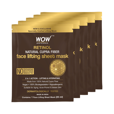 WOW Skin Science Retinol Natural Cupra Fiber Face Lifting Sheet Mask (25ml Each)