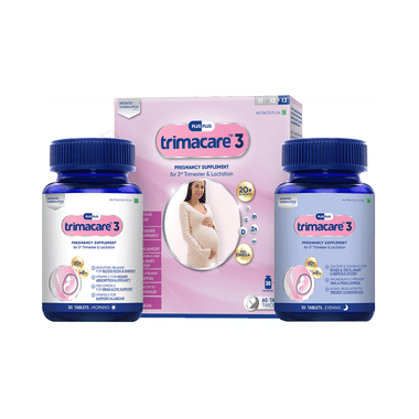 Trimacare 3 Prenatal Multivitamins with  DHA & Iron Tablet for Cramps & Constipation