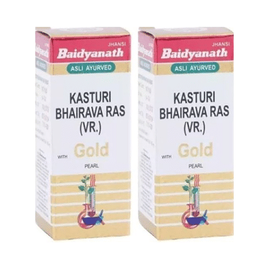 Baidyanath Kasturi Bhairava Ras VR With Gold Pearl Tablets(10 Each)