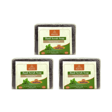 Khadi Pure Basil Scrub Soap (125gm Each)