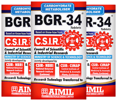 Aimil Bgr 34 Tablet Carbohydrate Metaboliser R&D by CSIR (100 Each) Aimil Bgr 34 Tablet Carbohydrate Metaboliser R&D by CSIR (100 Each)