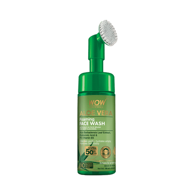 WOW Skin Science Face Wash Aloevera Foaming with Built-In Face Brush