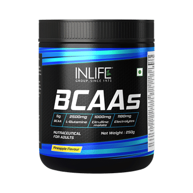 Inlife BCAAs Powder Supplement With Glutamine, Citrulline DL Malate | For Men & Women Pineapple