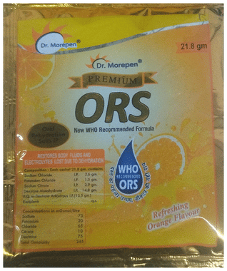 Dr. Morepen Premium ORS Powder | Sachet for Oral Rehydration (21.8gm Each)Flavour Orange Dr. Morepen Premium ORS Powder | Sachet for Oral Rehydration (21.8gm Each)Flavour Orange