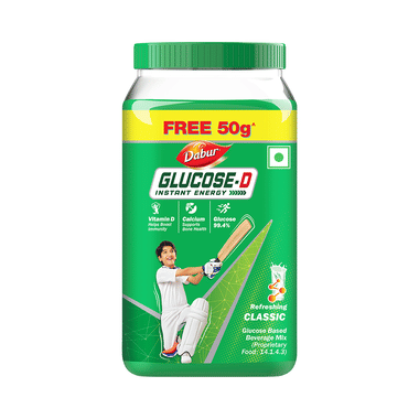 Dabur Glucose D with Calcium for Immunity & Bone Health | 450gm + 50gm Free Powder