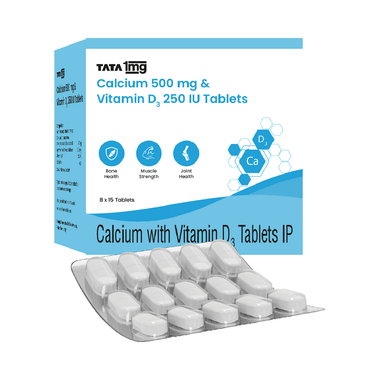 Tata 1mg Calcium 500mg & Vitamin D3 250IU Tablet
