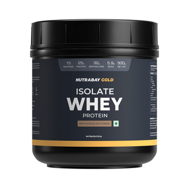 Nutrabay Gold Isolate Whey Protein For Muscles, Recovery, Digestion & Immunity | No Added Sugar | Flavour Rich Chocolate Creme