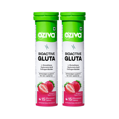 Oziva Bioactive Gluta Effervescent Tablets (15 Each) Strawberry Swirl