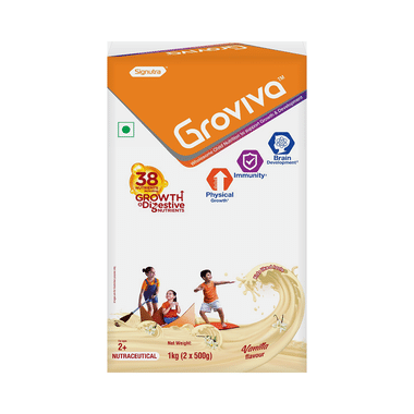 Groviva Child Nutrition For Physical Growth, Brain Development & Immunity | Flavour Vanilla Powder