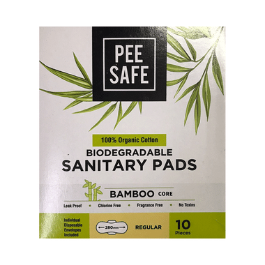 Pee Safe 100% Organic Cotton - Biodegradable Sanitary Pads | Regular