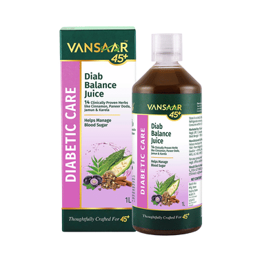 Vansaar 45+ Diab Balance Juice | Karela, Jamun, Neem, Paneer Doda & More Clinically Proven Herbs Juice