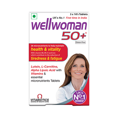 Wellwoman 50+ Multivitamins Health Supplement For Women | Reduces Tiredness & Fatigue | Gluten Free Tablet