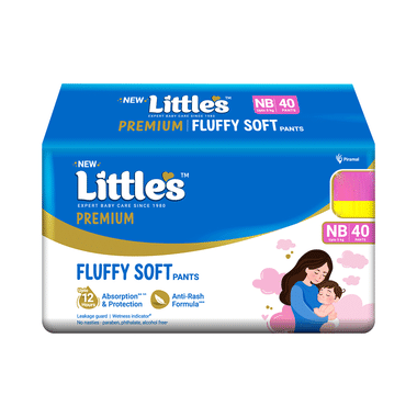Little's Premium Baby Diaper Pants | Fluffy Soft Pants | Anti Rash - 12Hrs | No Nasties | New Born
