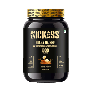Kickass Bulky Gainer Advanced Formula For Mass Gain Banana Caramel Powder