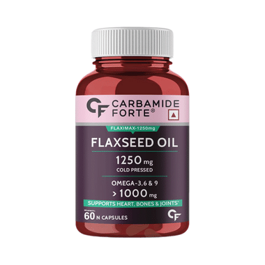 Carbamide Forte Cold Pressed Flaxseed Oil With 1250mg Omega 3-6-9 | Softgel Capsule For Heart, Bones & Joints Health