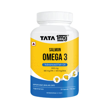 Salmon Omega 3 Fish Oil 1000mg Capsule | High Absorption | Helps Manage Cholesterol | By Tata 1mg