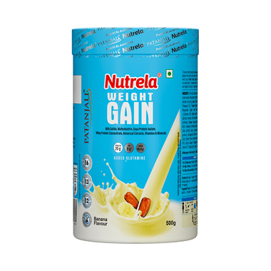 Patanjali Nutrela Weight Gain Supplement With Glutamine, Protein & Permitted Botanical Extracts Powder Banana