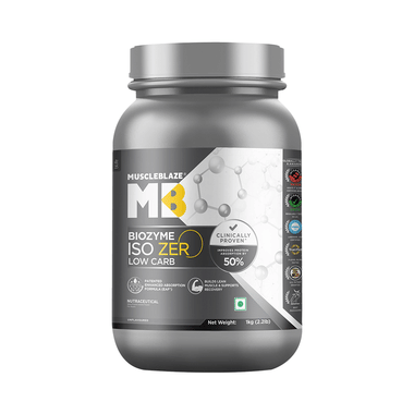 MuscleBlaze Biozyme Iso Zero Low Carb | Improves Protein Absorption By 50% | Flavour Powder Unflavoured