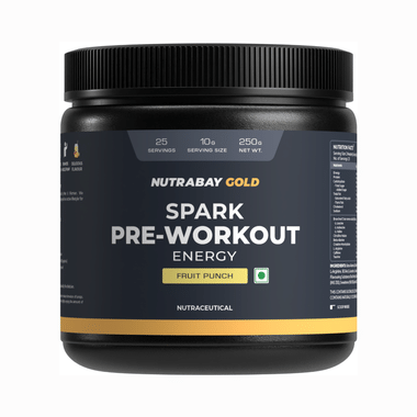 Nutrabay Gold Spark Pre-Workout Energy | Powder For Muscle Pump & Strength | Flavour Powder Fruit Punch