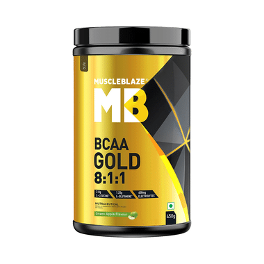 MuscleBlaze Green Apple BCAA Gold 8:1:1 With Leucine, Glutamine & Electrolytes |