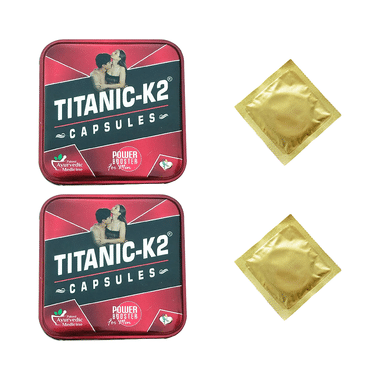 Titanic K2 Power Booster Capsule For Men (6 Each) With 2 Condom Free