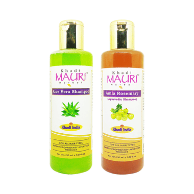Khadi Mauri Herbal Combo Pack of Aloe Vera & Amla Rosemary Shampoo (210ml Each)