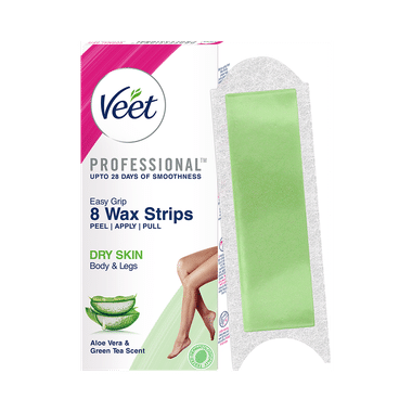 Veet Professional Waxing Strips Kit, 8 Strips For Dry Skin