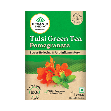 Organic India Tea For Immunity, Antioxidant Support & Stress Relief | Flavour Pomegranate Green Tea