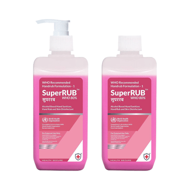 Super Rub Combo Pack Of WHO 80% Alcohol Based Hand Sanitizer 500ml With Refill Pack 500ml