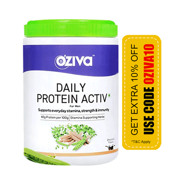 Oziva Daily Protein Activ For Men | Powder For Stamina, Strength & Immunity | Flavour Chocolate