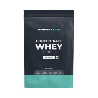 Nutrabay Whey Concentrate Protein For Muscle Recovery | No Added Sugar | Powder Unflavoured