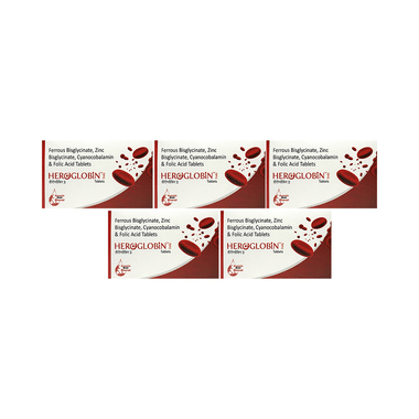 Heroglobin Daily Ferrous Bisglycinate Zinc Bisglycinate Cyanocobalamin Folic Acid Supplement Tablets (60 Each)