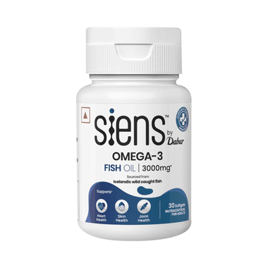 Siens by Dabur Omega3 Fish Oil Capsules-3000mg | Sourced from wild Icelandic Fish