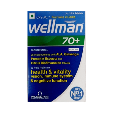 Wellman 70+ Health Supplement to Maintain Health & Vitality Vision, Immunace System & Cognitive System Tablet Gluten Free
