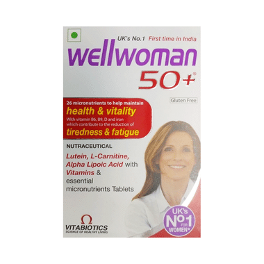 Wellwoman 50+ Multivitamins Health Supplement For Women | Reduces Tiredness & Fatigue | Gluten Free Tablet