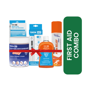 Tata 1mg First Aid Combo for Emergency Medication, Dressing and Pain Management