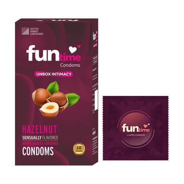Funtime Dotted, Ribbed & Contoured Condom Hazelnut