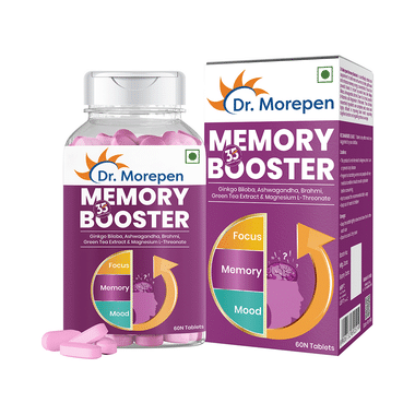 Dr. Morepen Memory Booster | With Gingko & Brahmi For Focus, Memory & Mood | Tablet