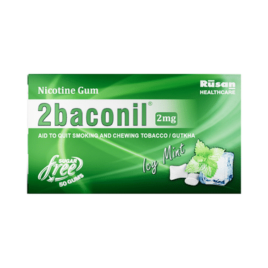 2baconil 2mg Nicotine Gum Sugar Free Ice Mint Chewing Gums