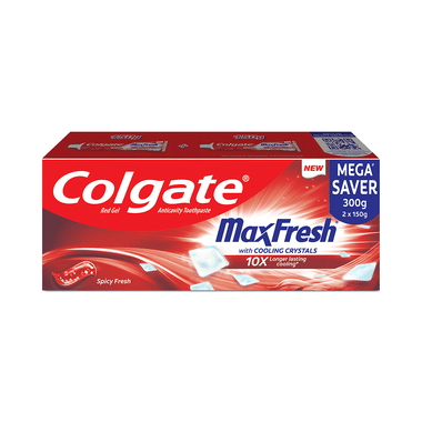 Colgate Maxfresh with Cooling Crystals Anticavity Toothpaste | Mega Save Pack (150gm Each) Spicy Fresh Red Gel
