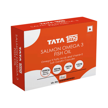 Tata 1mg Salmon Omega 3 Fish Oil 1000mg | High Absorption Supplement | Helps Manage Cholesterol