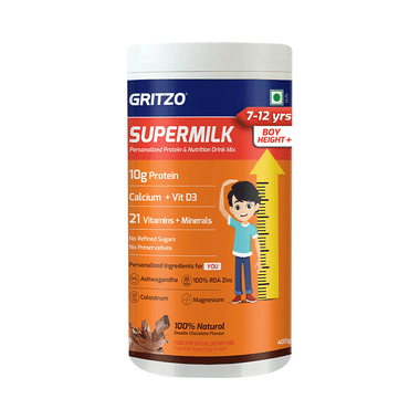 Gritzo SuperMilk Daily Nutrition 7-12 Yrs Boy Height+ Double Chocolate