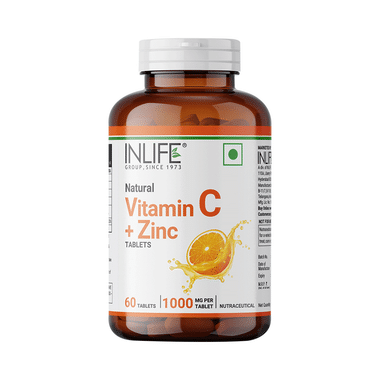 Inlife Natural Vitamin C + Zinc | Flavour Tablet Orange
