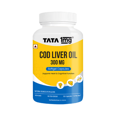 Cod Liver Oil Capsule | Omega-3 & Vitamin A for Bone & Heart Health | by Tata 1mg