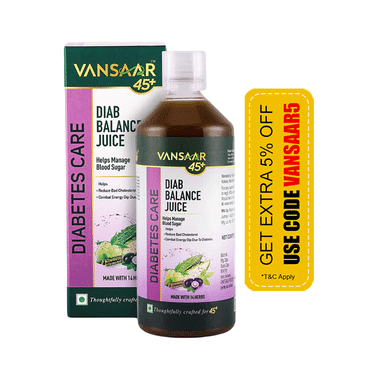 Vansaar 45+ Diab Balance Juice for Diabetes Care, Lowers Blood Sugar Levels Naturally Juice