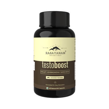 Rasayanam Testoboost Capsule With Shilajit, Ashwagandha & Safed Musli | For Stress Relief, Vigour, Strength, & Energy
