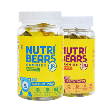 NutriBears Combo Pack of Multivitamin Growth & Immunity Support Gummies & Calcium+Vit D Complete Bone Support Gummies (30 Each)